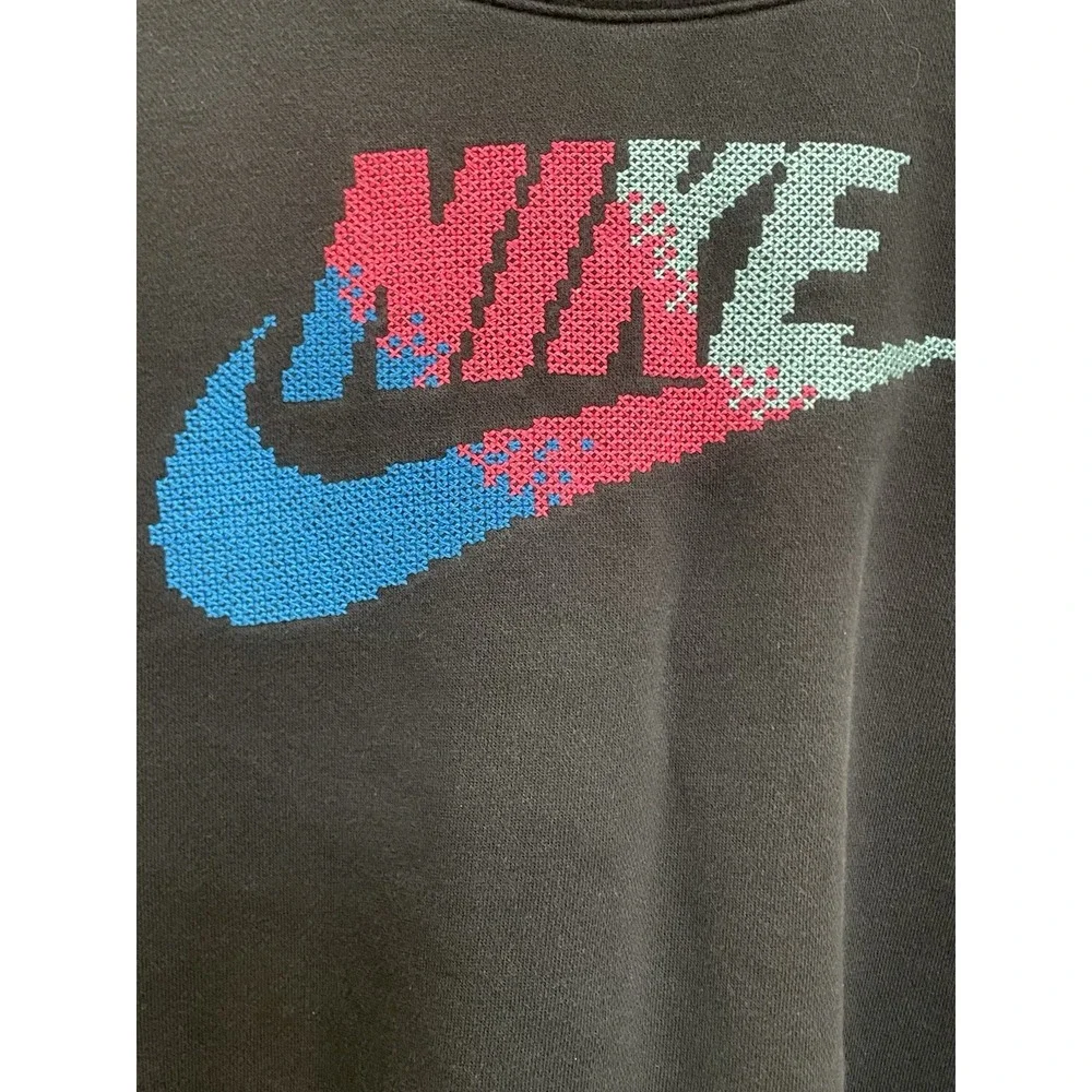 Women's Nike Crop top‎ Pullover Sweatshirt Size 1X Black Logo Swoosh Athletic